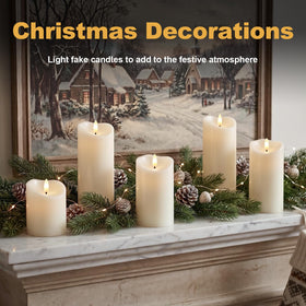 Amagic remote-enabled candles with 10-button control for convenience.