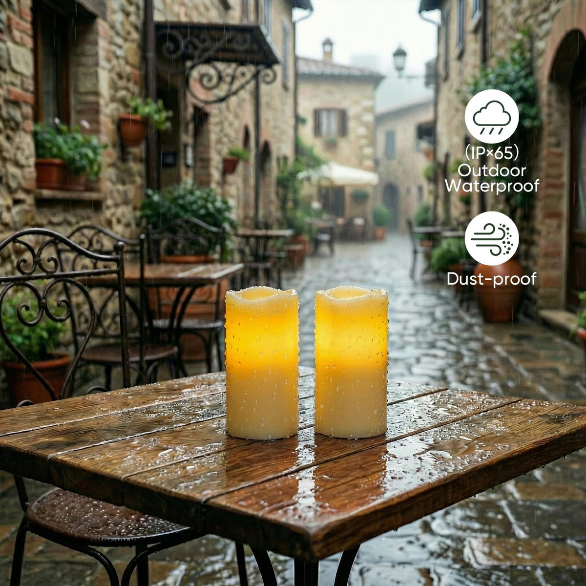 Amagic waterproof LED candles with remote timer for outdoor lighting
