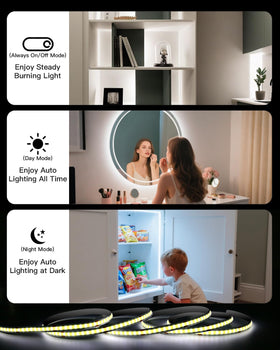 Amagle battery-powered LED strip with 2200mAh capacity for wireless use.