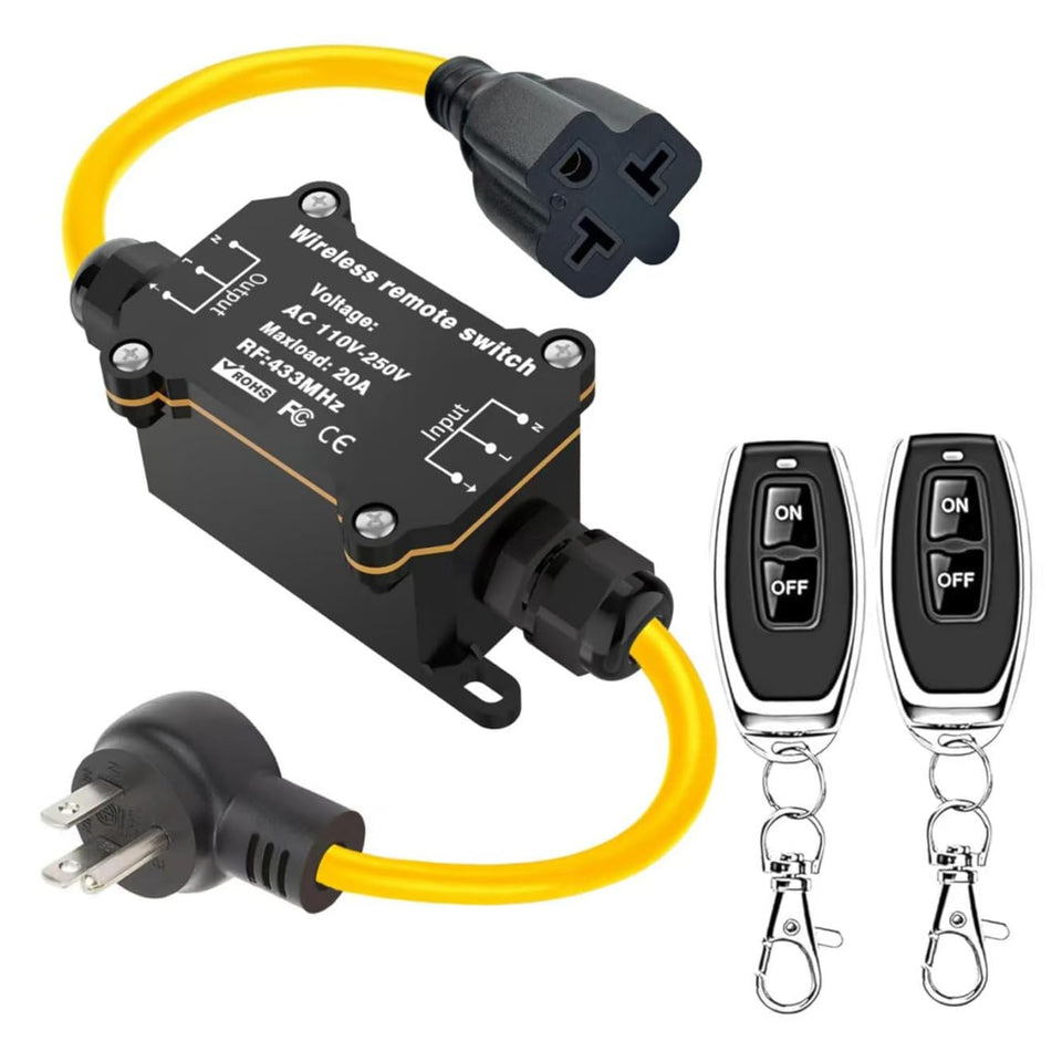 AMAKE 20A waterproof remote switch unit enabling reliable outdoor control.