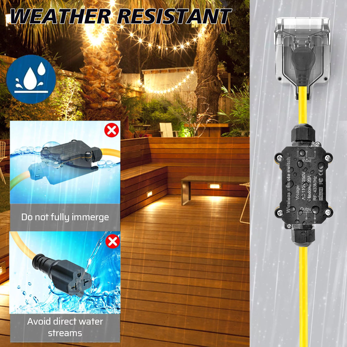 IP67 weatherproof switch with a durable enclosure to resist rain and dust.