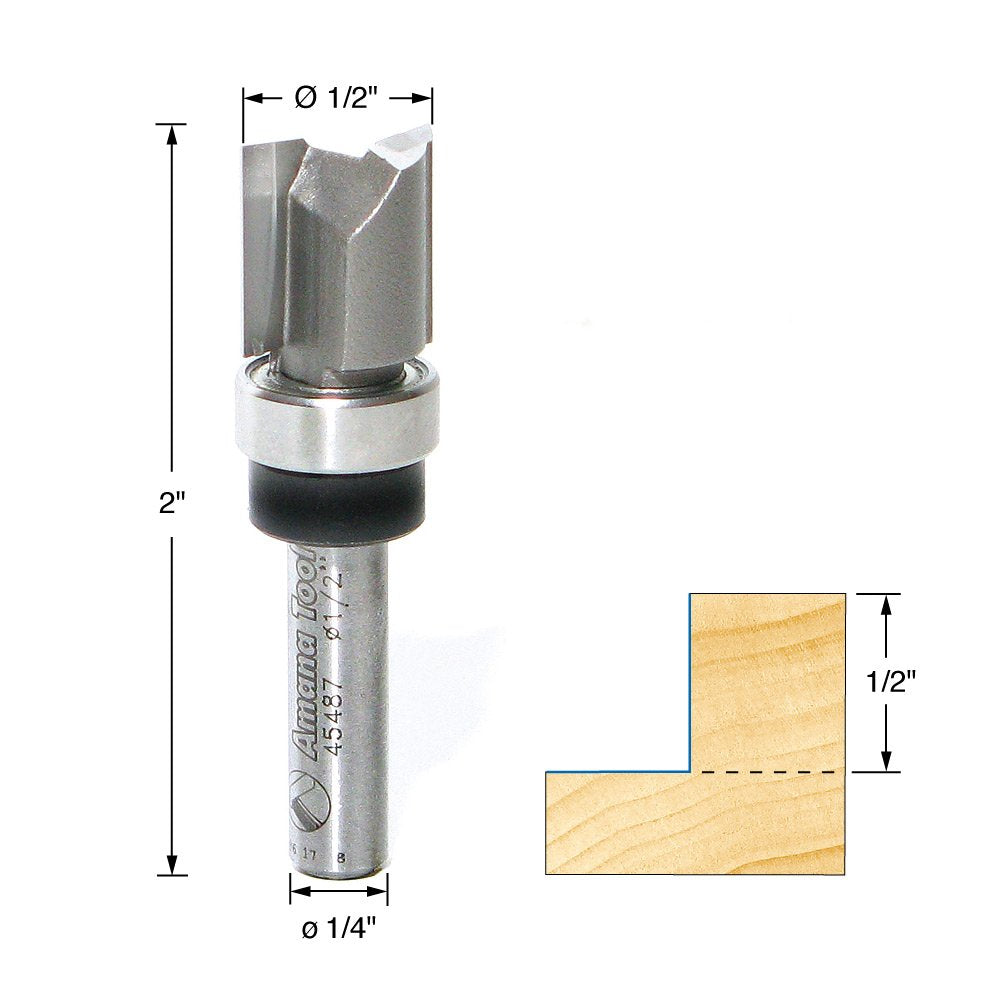 Amana Tool 45487 carbide-tipped bit close-up highlighting durability and clean cuts