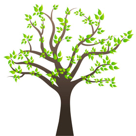 AM AMAONM tree wall decal with giant brown leaves for kids’ rooms and easy removal.