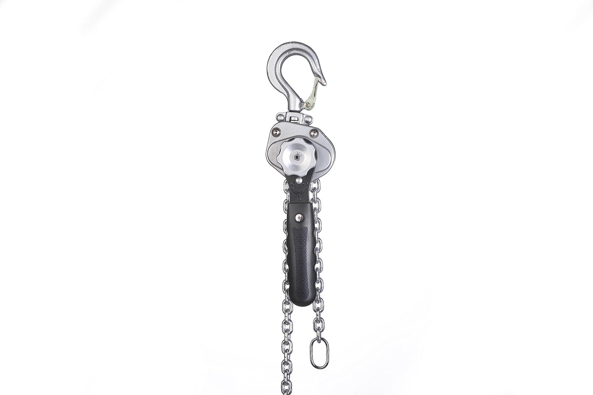 Amarite mini chain lever hoist 10ft lift enables fast vertical reach.