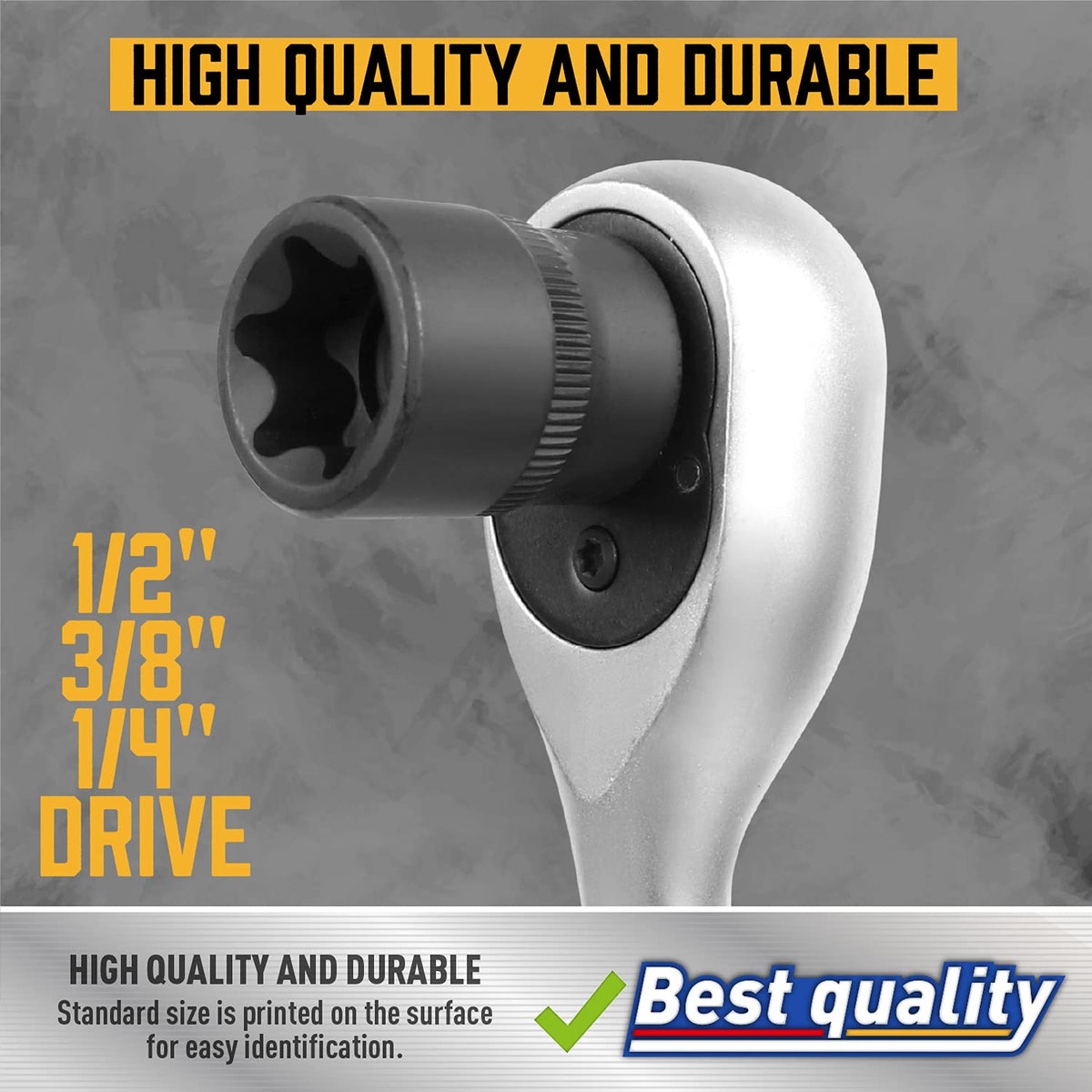 Amartisan E-Torx sockets 3/8 drive, versatile for mid-size bolts.