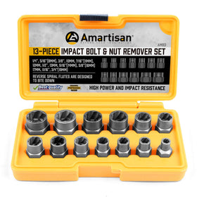 Amartisan bolt extractor close-up teeth for maximum grip on stuck bolts.
