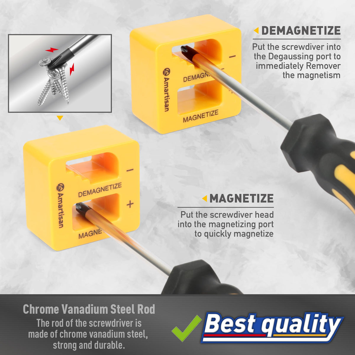 Amartisan magnetizer demagnetizer tool for versatile handling