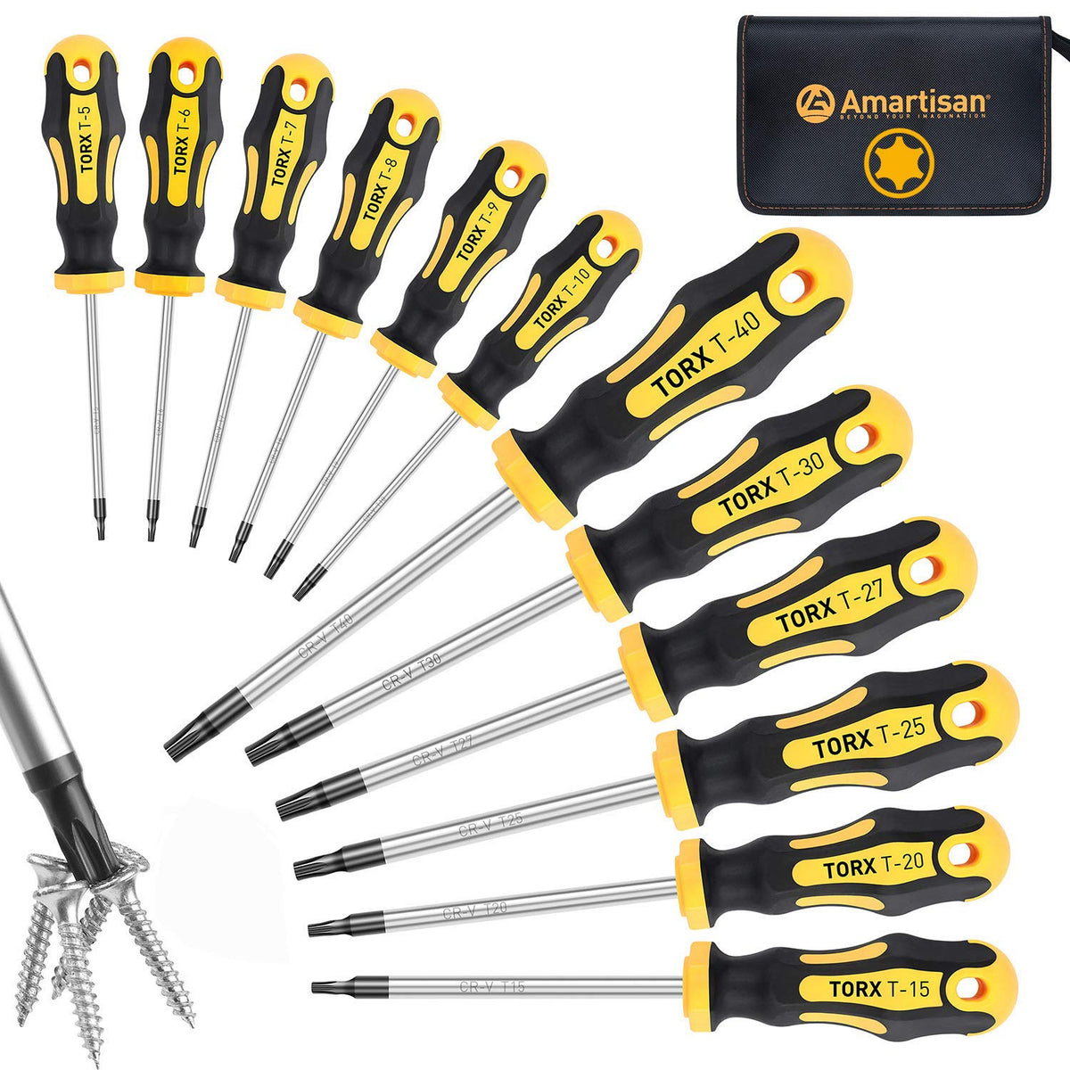 Amartisan torx screwdrivers set in case for organized DIY projects.