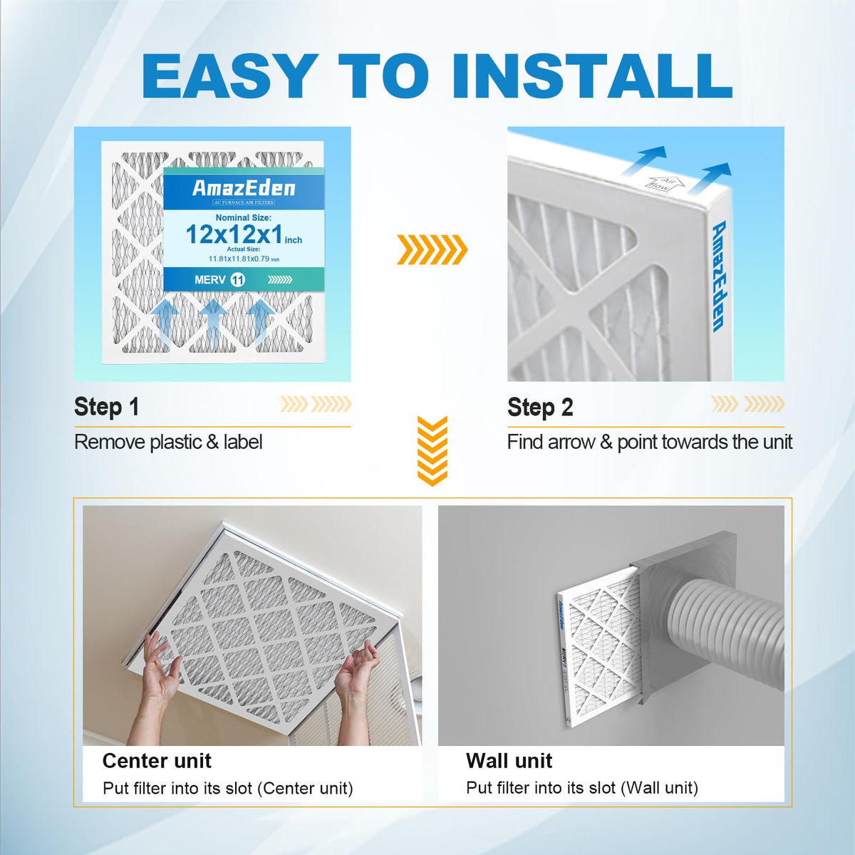 AmazEden easy-install instructions illustrating tool-free replacement