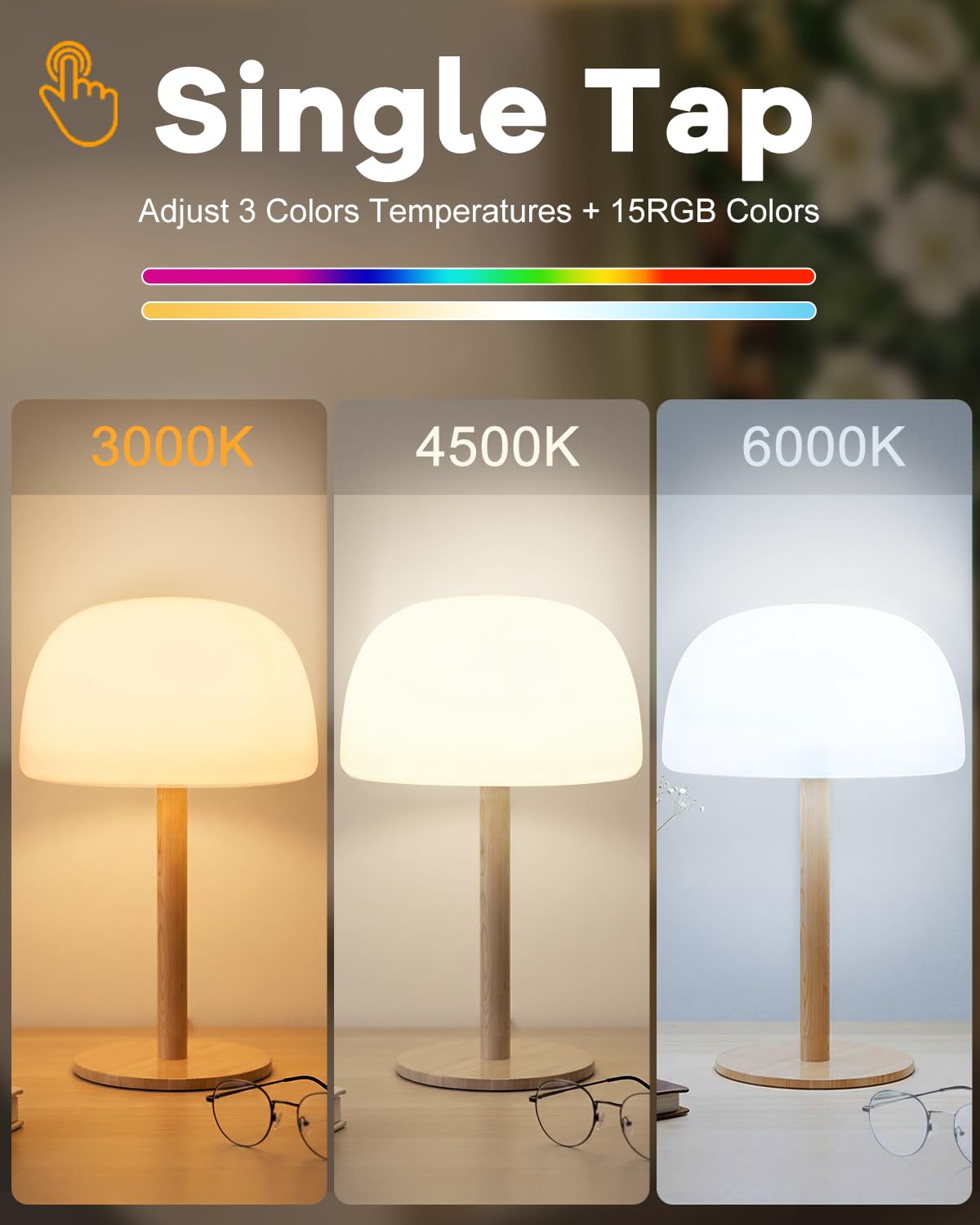 AmazeFun touch-controlled dimmable shower lamp for easy brightness control