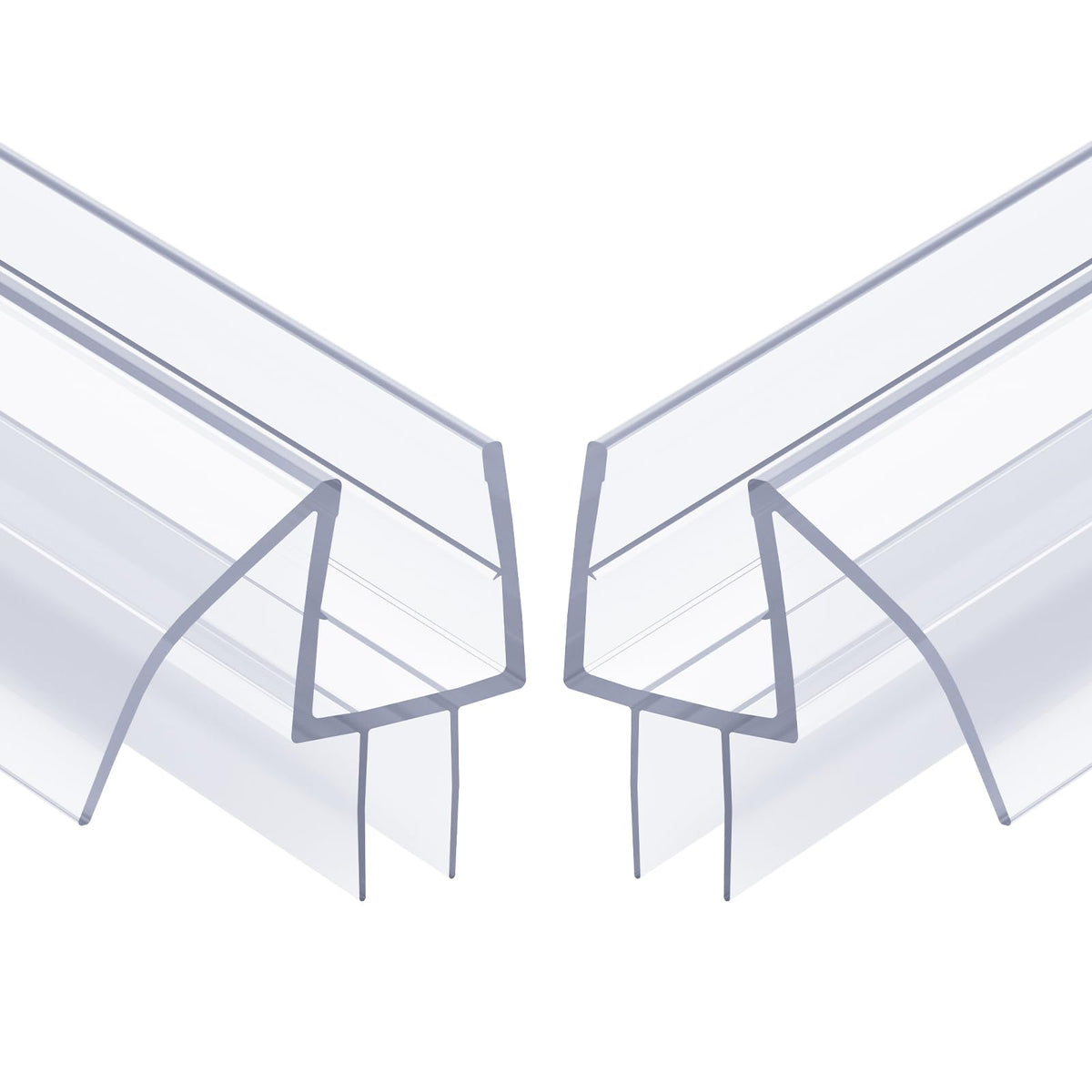 AmazerBath Frameless door bottom seal with clear drip rail helps contain water.