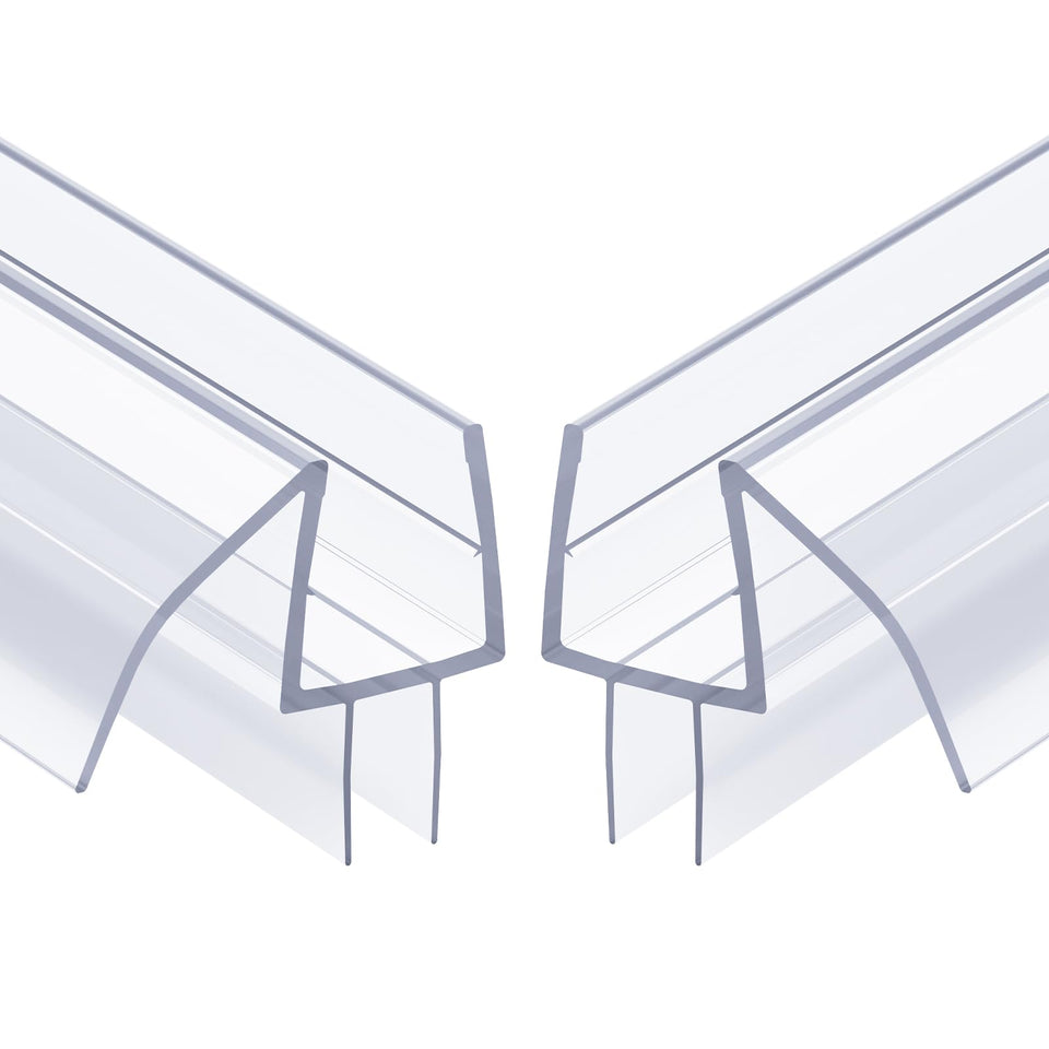 AmazerBath Frameless door bottom seal with clear drip rail helps contain water.