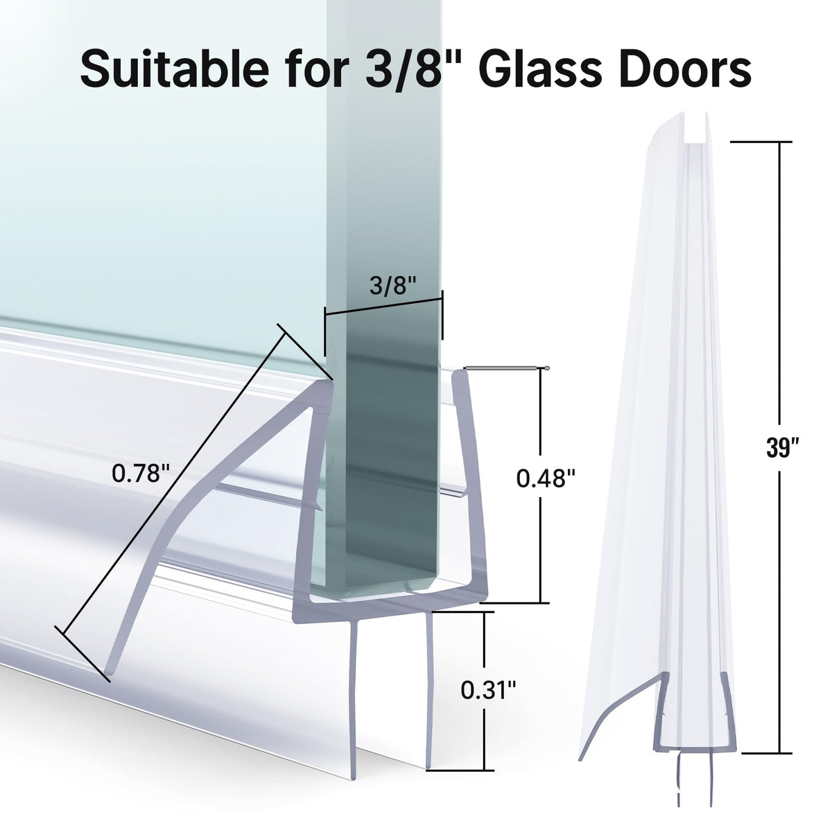 AmazerBath seal features soft fins for smooth, quiet door movement.