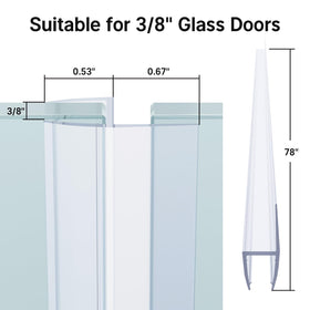 AmazerBath frameless shower door seal with flexible fins reduces leaks and keeps bathroom tidy