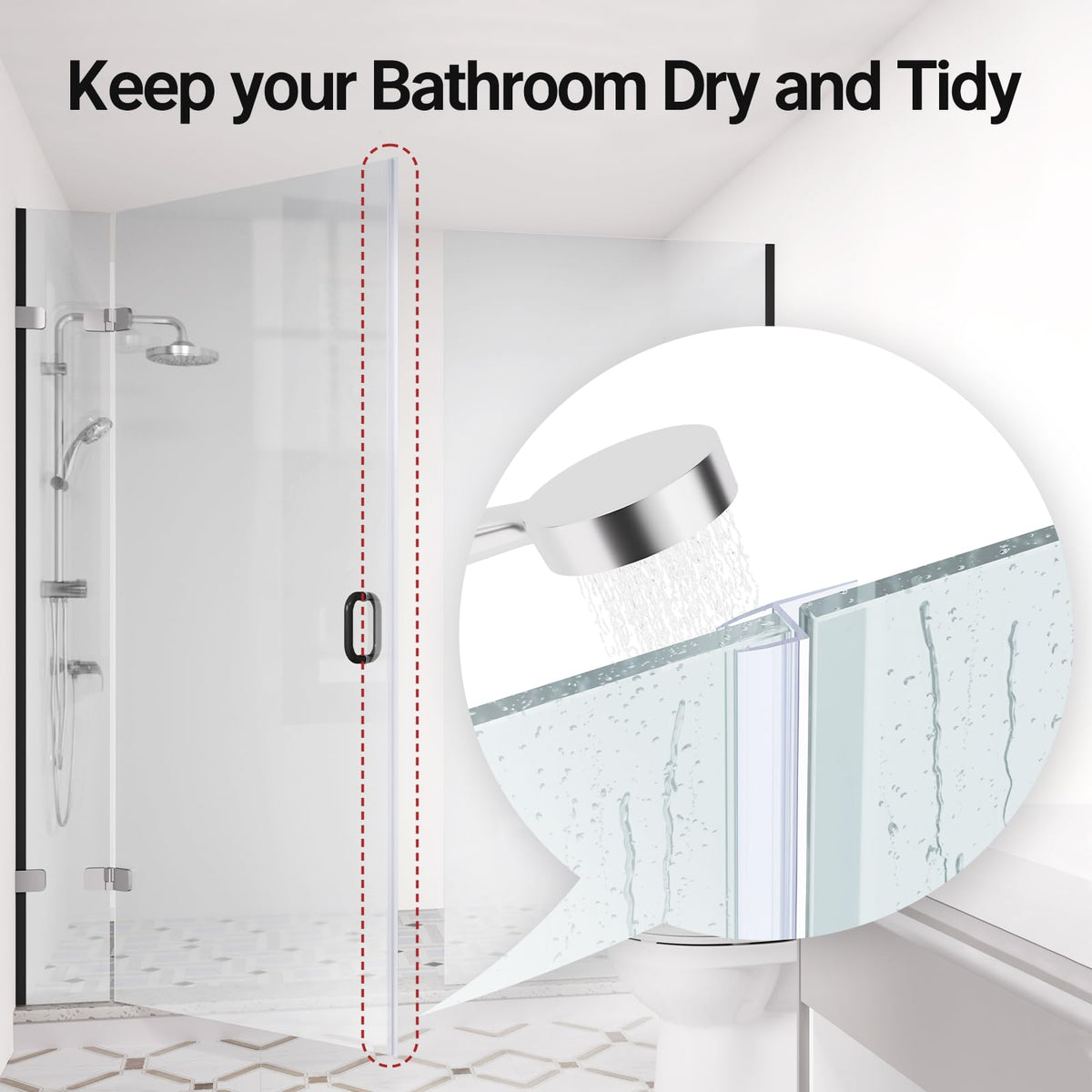 AmazerBath durable PVC seal maintains color and shape for long-term use on glass doors