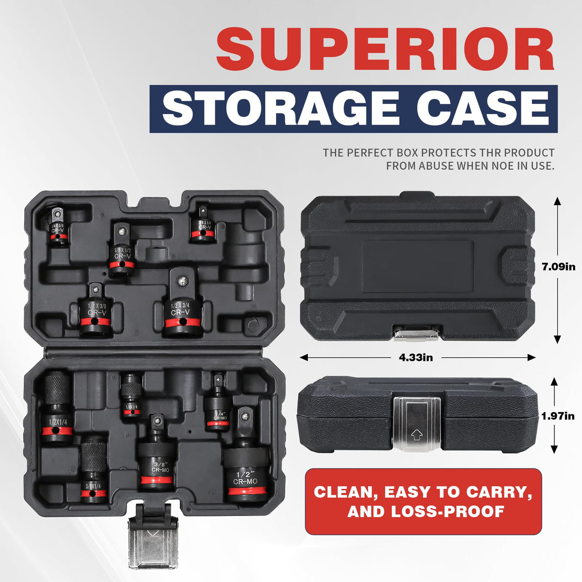 AmazingFree compact storage case shown on a workbench for portability.
