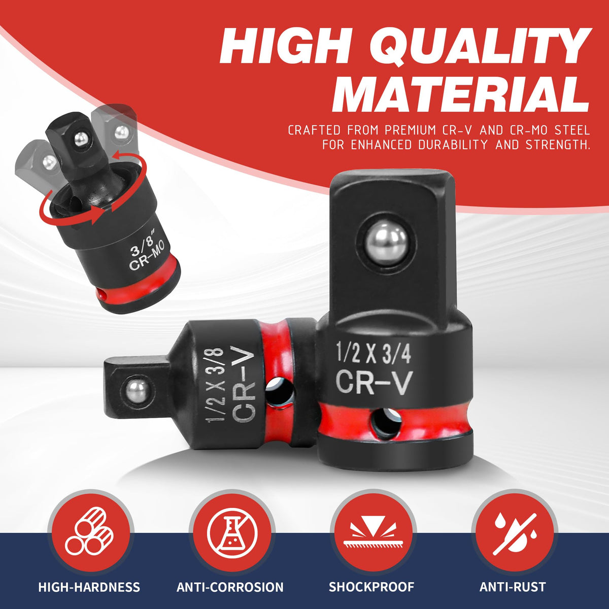 AmazingFree three-eighths drive adapter attached to a drill for mid-torque tasks.