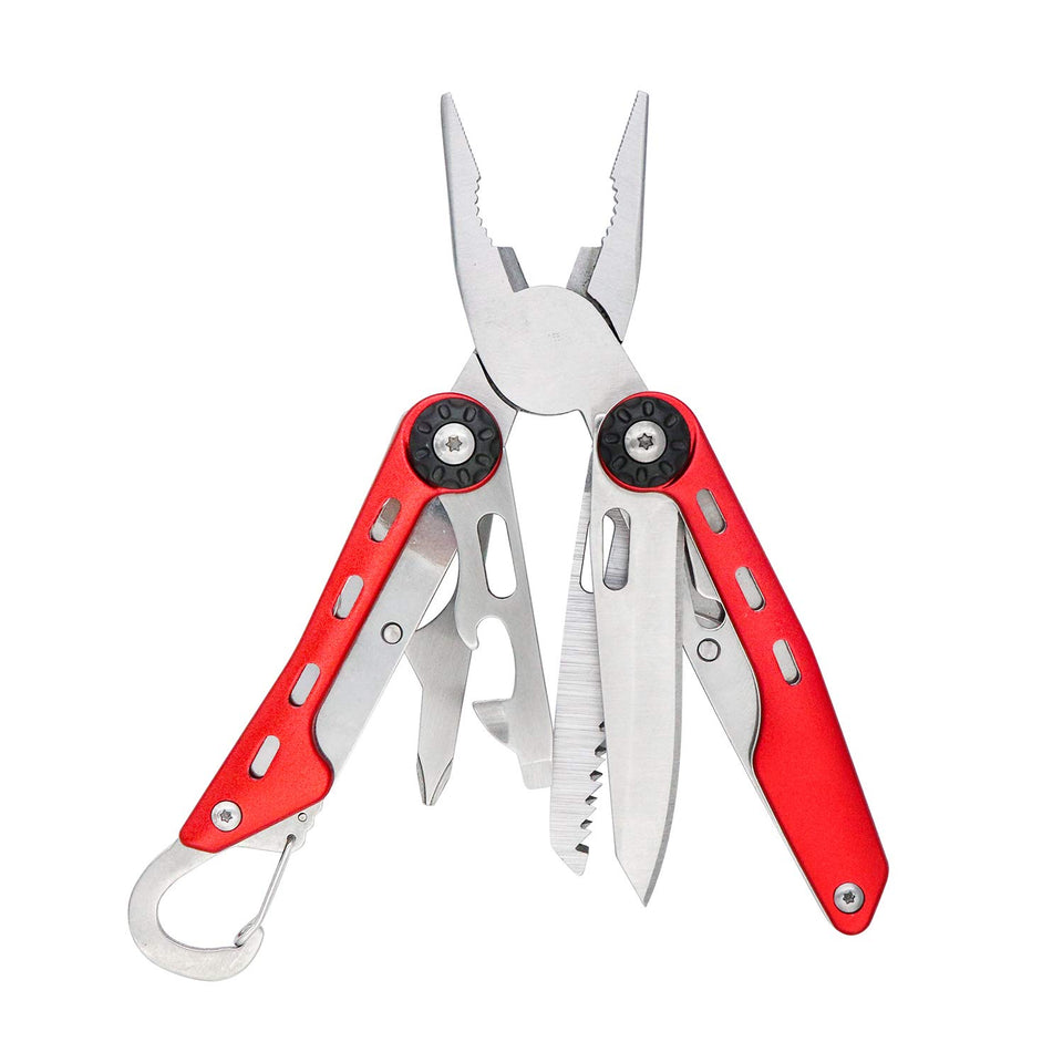 Amazon Basics 10-in-1 multitool with needle-nose pliers for precise field gripping.