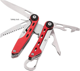 Amazon Basics 10-in-1 multitool with saw for outdoor trimming tasks.