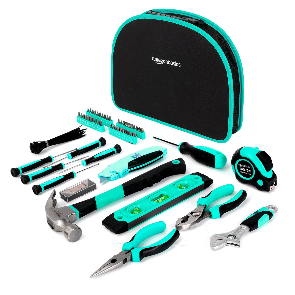 Amazon Basics tool set with pliers and magnetic screwdrivers for easy projects.