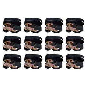 Amazon Basics 12-pack 15-foot ratchet tie-downs, front view, secure cargo during moves.
