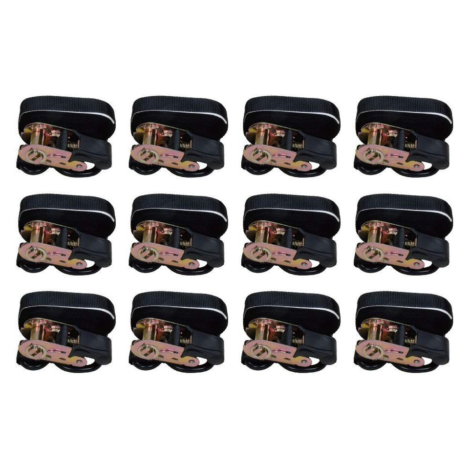 Amazon Basics 12-pack 15-foot ratchet tie-downs, front view, secure cargo during moves.