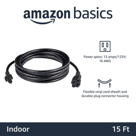 Amazon Basics 13A 125V 16 AWG cord for indoor devices.