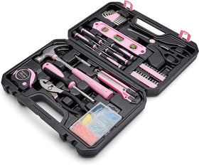 Amazon Basics 142-piece tool kit with storage case for organized home repairs.
