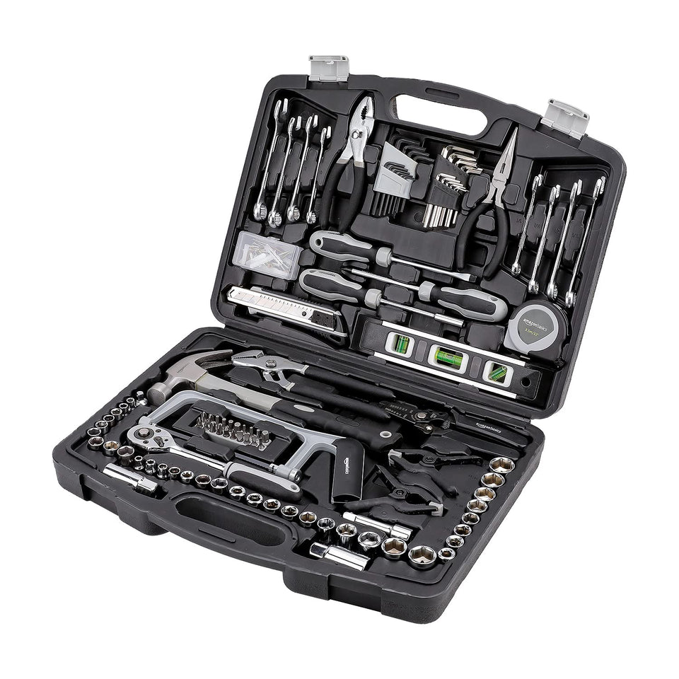 Amazon Basics 173-piece tool set in case for organized home repairs.