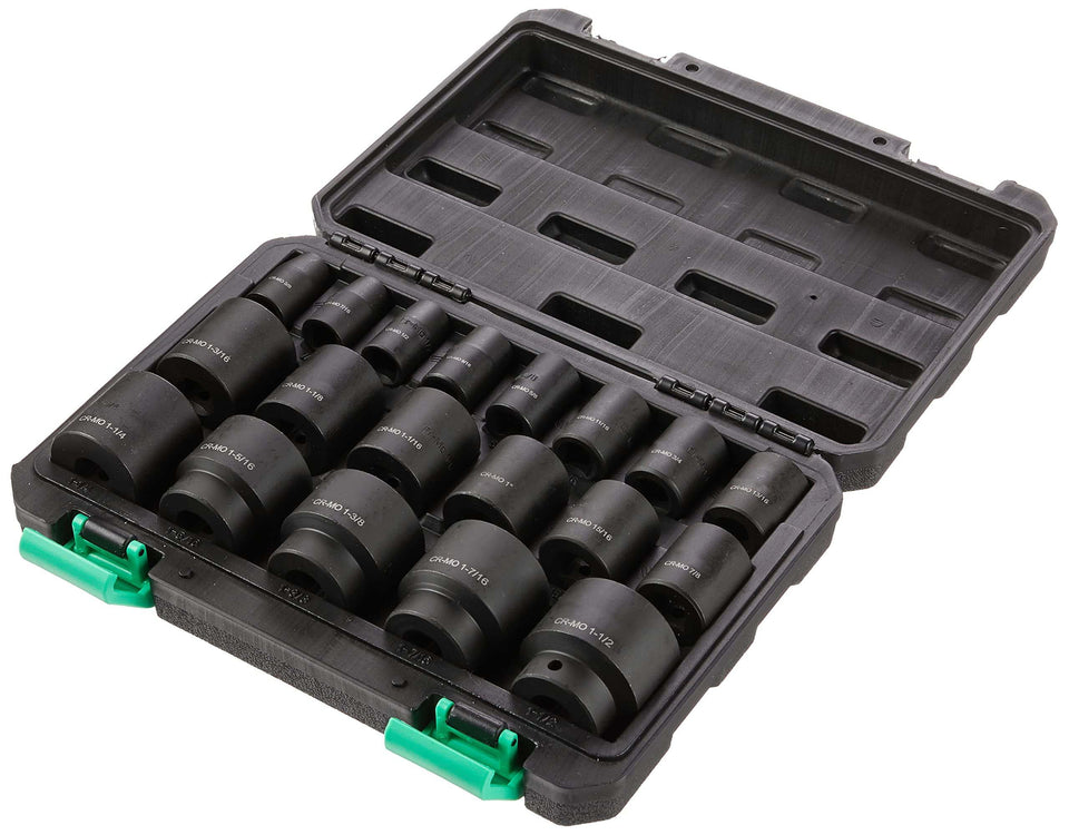 Amazon Basics 19-piece socket set with 1/2 inch drive for versatile automotive repairs