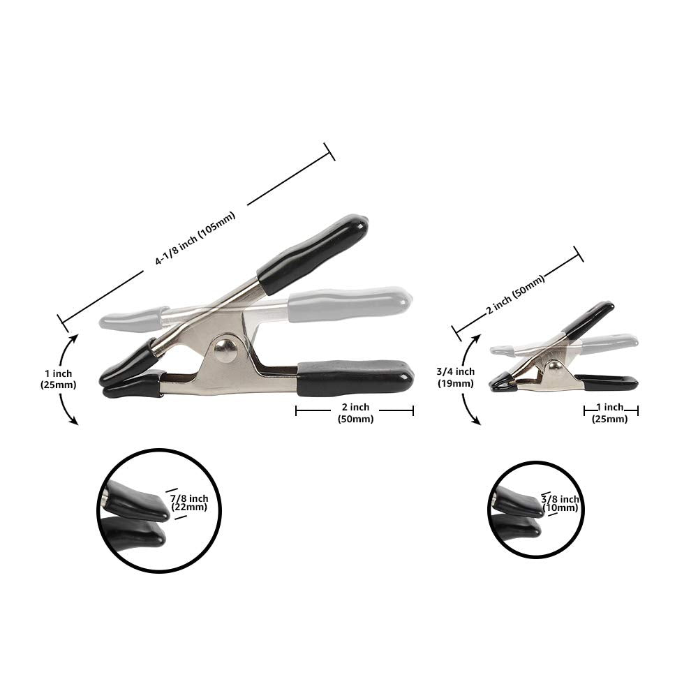 Amazon Basics 3/4-inch clamps close-up showing smooth opening.