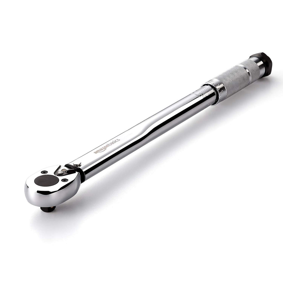 Amazon Basics torque wrench in case, portable for on-the-go projects.