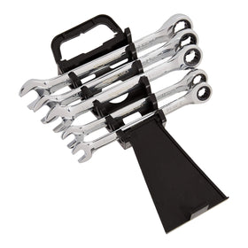 Amazon Basics ratcheting wrenches arranged by size highlighting precise gear movement