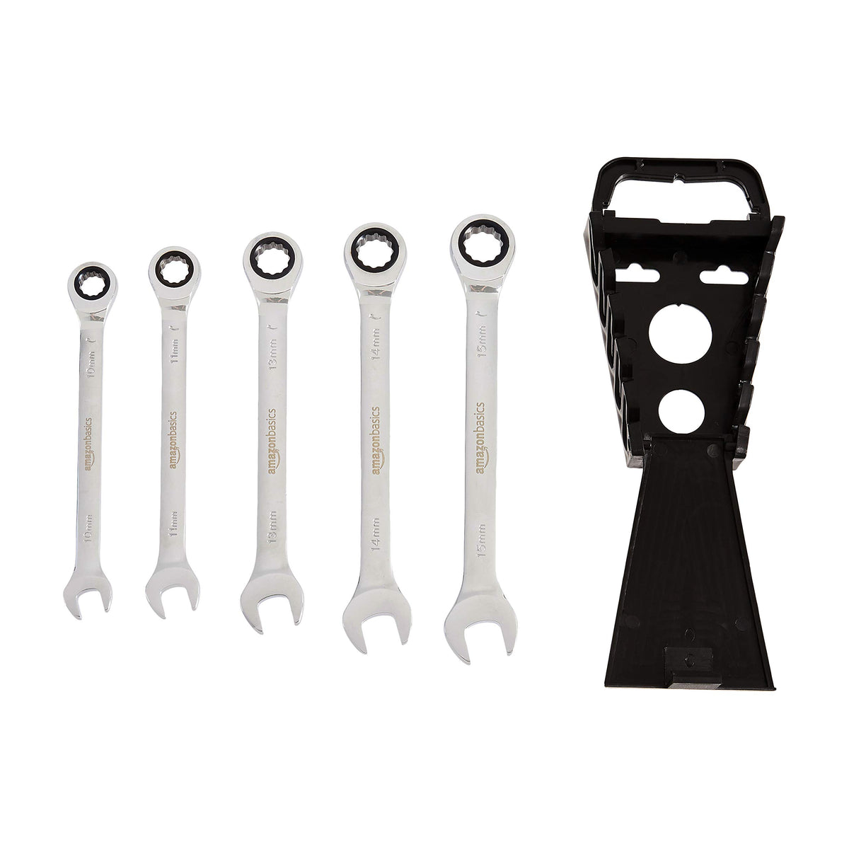 Amazon Basics metric wrenches displayed in a toolbox for practical use