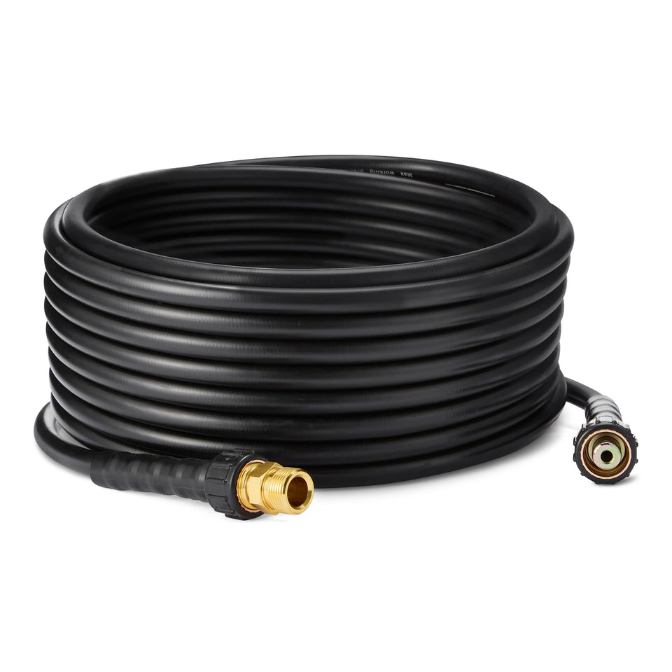 Amazon Basics 50ft pressure washer hose in action for versatile outdoor cleaning.