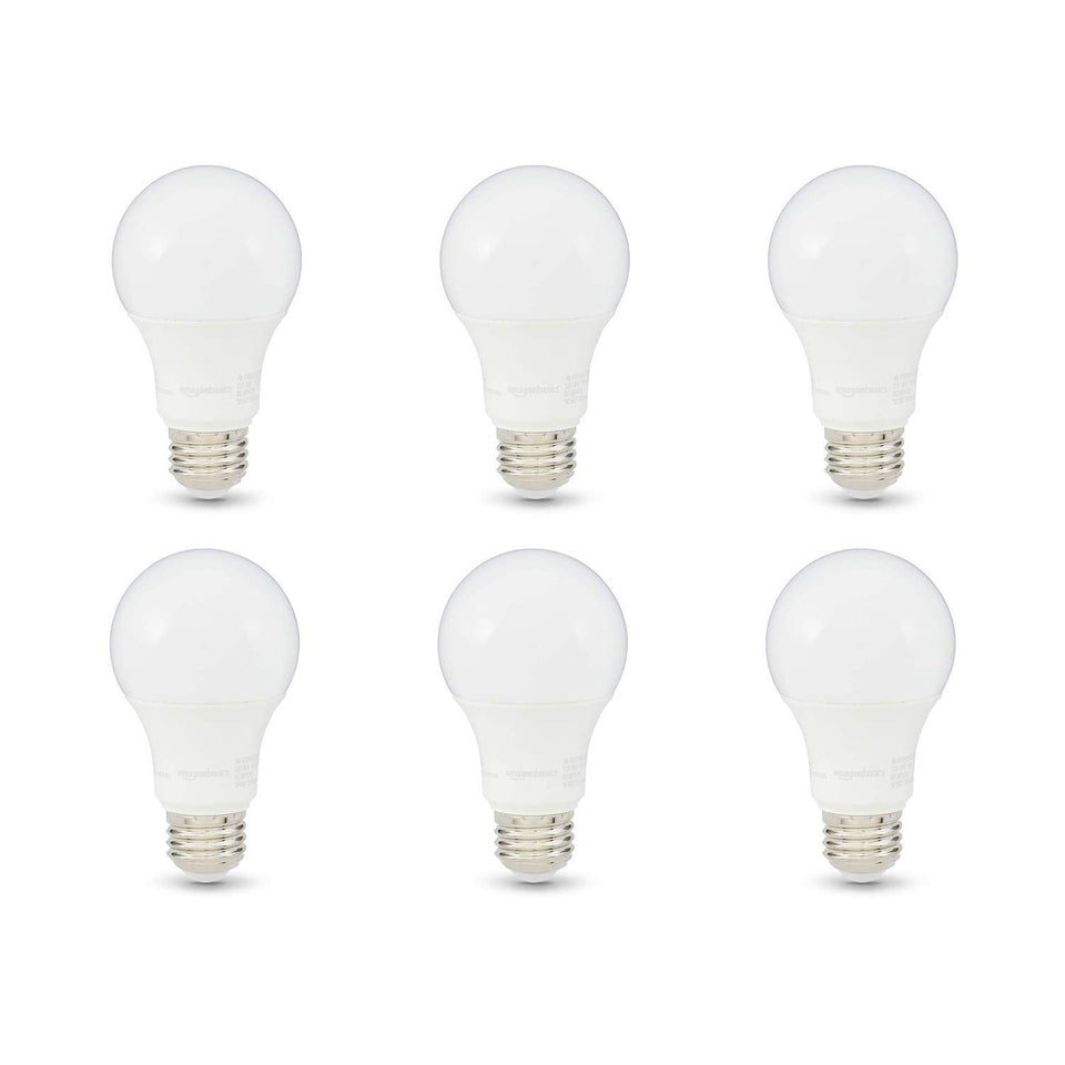 Amazon Basics A19 LED bulbs provide 75W-equivalent brightness with energy efficiency.