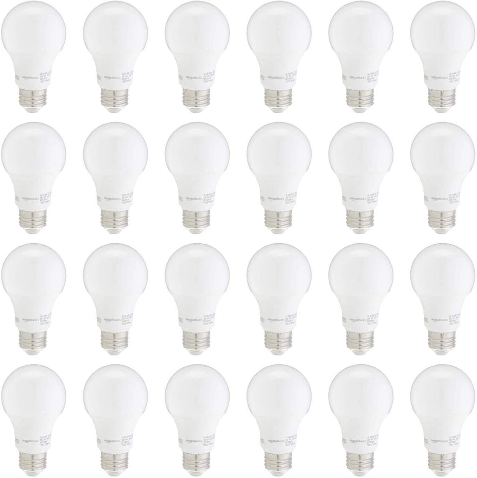 Amazon Basics A19 LED bulbs with warm white glow for cozy rooms