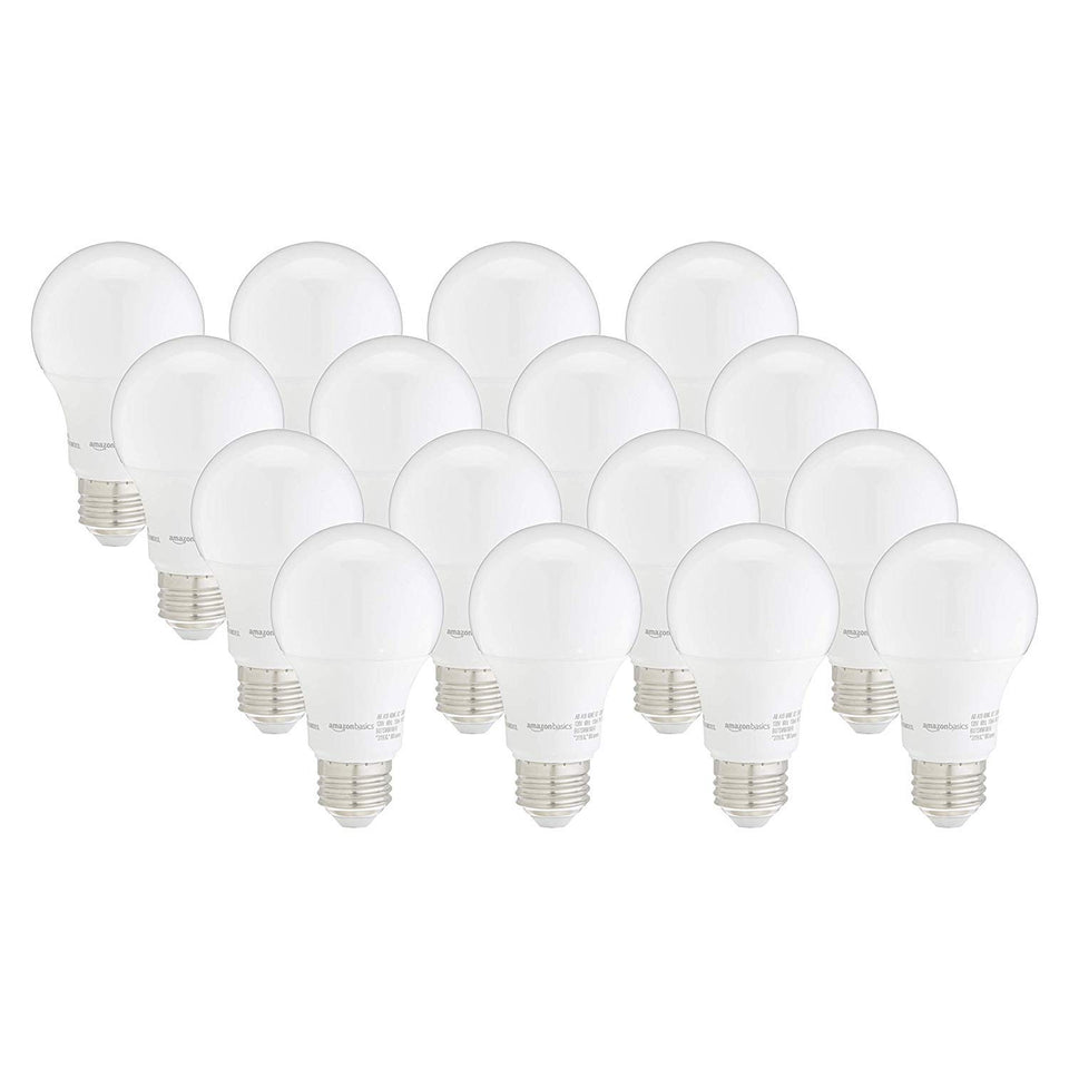 Amazon Basics A19 LED bulbs 16-pack for energy efficiency