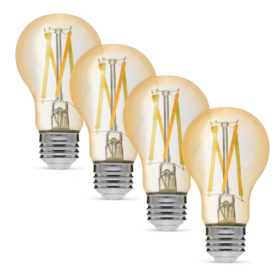 Amazon Basics A19 smart filament bulb in living room provides cozy, adjustable lighting.