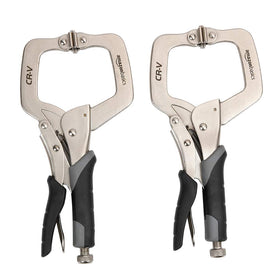 Amazon Basics adjustable metal face clamp with 3-inch jaw reach for secure workholding.
