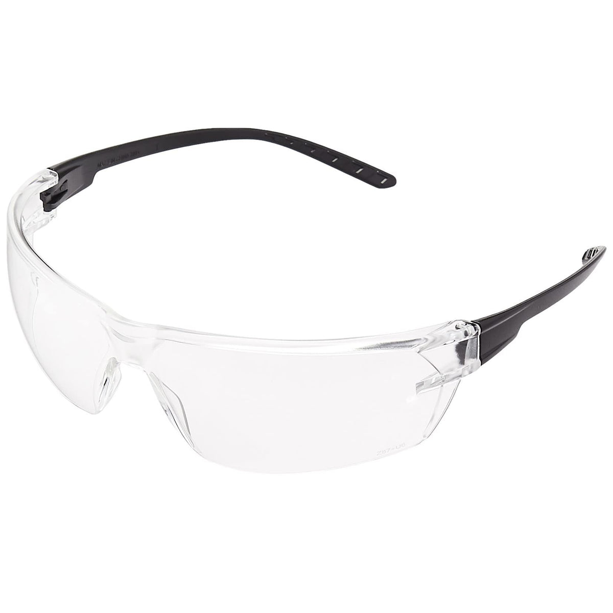 Amazon Basics anti-fog safety glasses side view with wraparound design for full eye protection