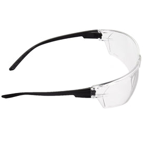 Amazon Basics anti-fog safety glasses temple area close-up for comfortable all-day wear