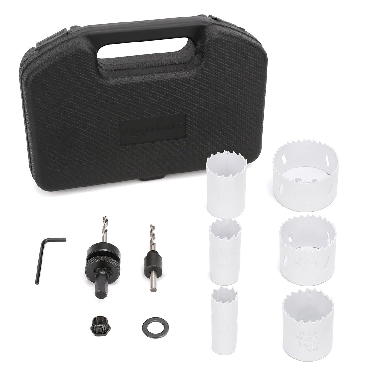 Bi-metal hole saws from 25/32 to 2-11/16 inches for versatile cuts.