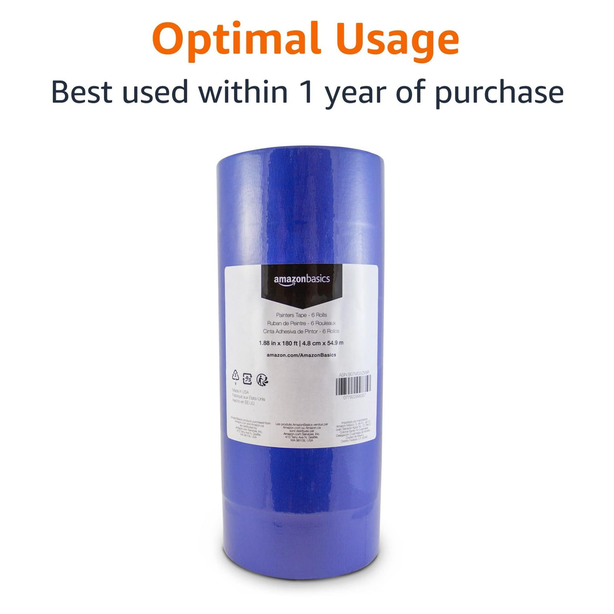 Amazon Basics blue painter's tape shows clean edges for precise masking