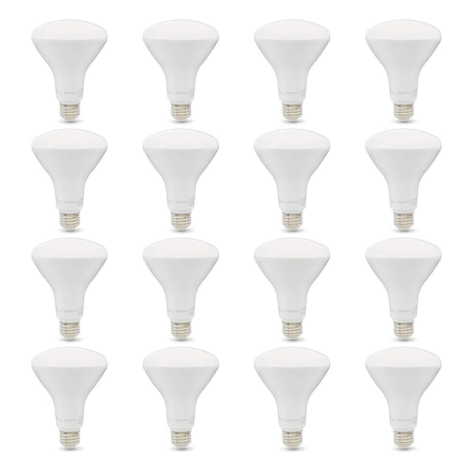 Amazon Basics BR30 LED bulb with soft-white-2700k light for cozy living spaces.