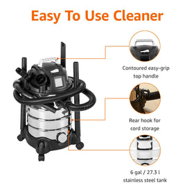 Amazon Basics cartridge and foam filters enable versatile wet and dry mess handling.