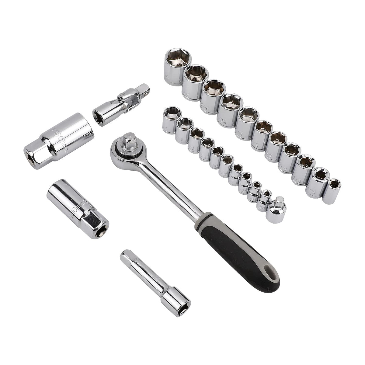 Amazon Basics combination wrenches in chrome-plated steel for durability.