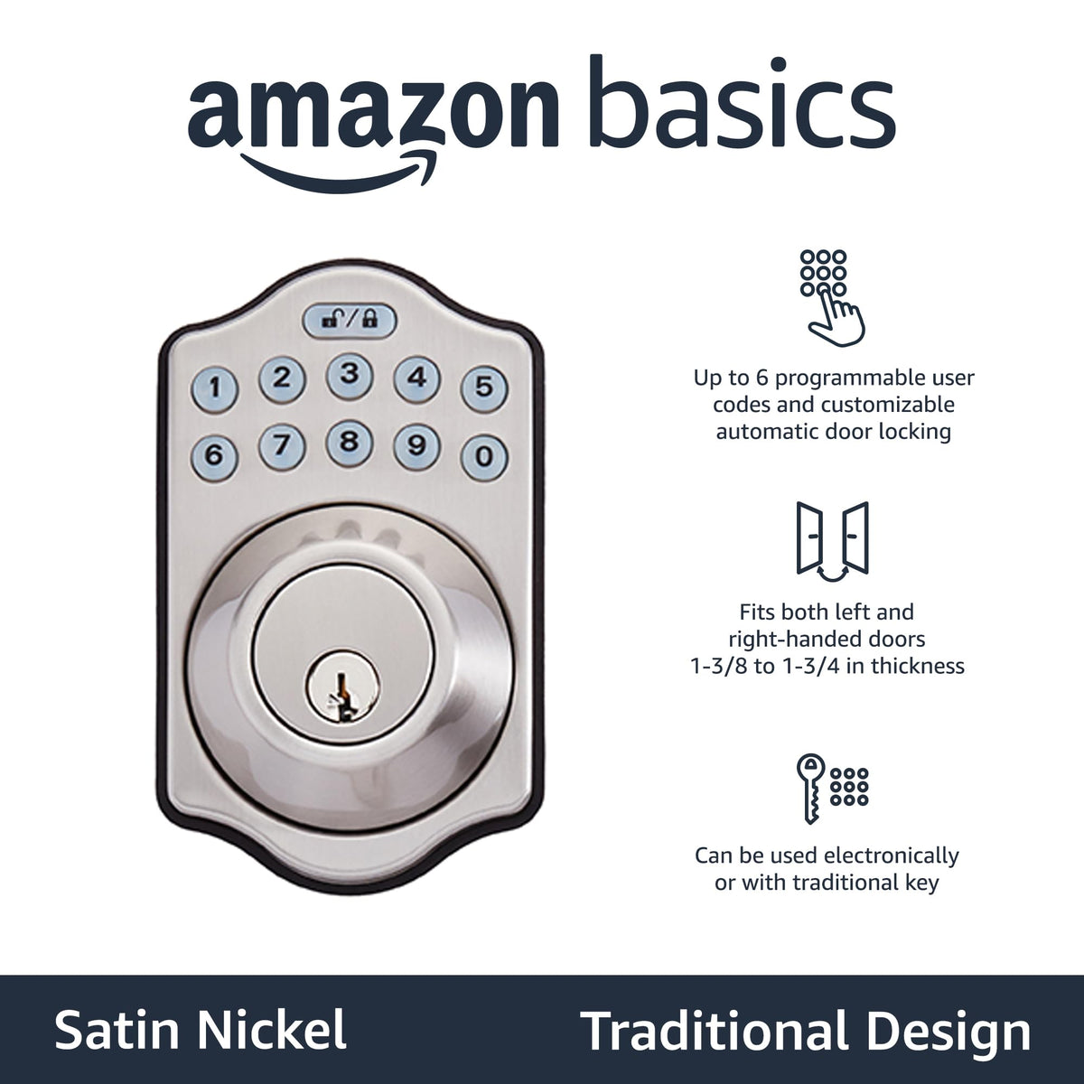 Amazon Basics customizable security codes support family and guest access.