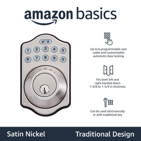 Amazon Basics customizable security codes support family and guest access.