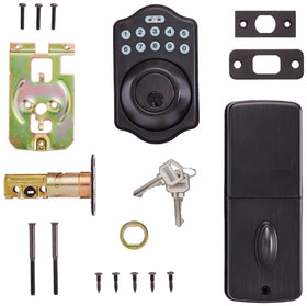 Amazon Basics deadbolt with inside thumb-turn and outside key option for flexible security